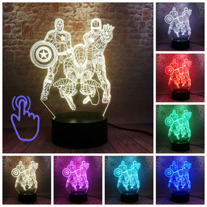 Marvel Iron Man Figurine 3D Illusion LED NightLight Colourful Flashing Light Avengers Endgam Figure IronMan Mask Model Toys