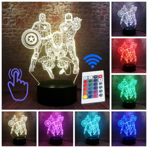 Marvel Iron Man Figurine 3D Illusion LED NightLight Colourful Flashing Light Avengers Endgam Figure IronMan Mask Model Toys