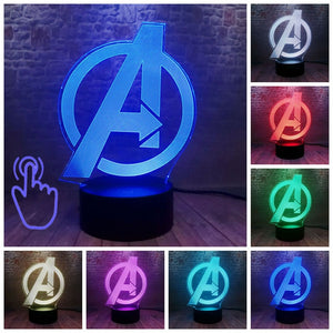 Marvel Iron Man Figurine 3D Illusion LED NightLight Colourful Flashing Light Avengers Endgam Figure IronMan Mask Model Toys