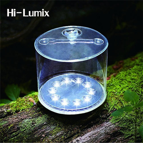 Hi-Lumix Waterproof Cylindrical 10leds Solar Inflatable Light Foldable Camping Lamp Outdoor Hiking fishing lighting Emergency