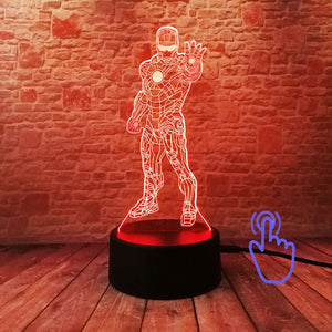 Marvel Iron Man Figurine 3D Illusion LED NightLight Colourful Flashing Light Avengers Endgam Figure IronMan Mask Model Toys