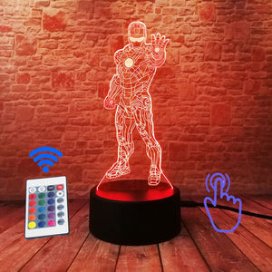 Marvel Iron Man Figurine 3D Illusion LED NightLight Colourful Flashing Light Avengers Endgam Figure IronMan Mask Model Toys